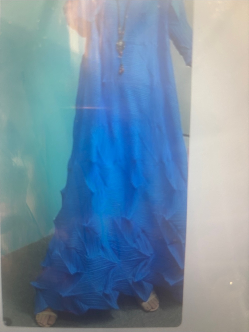 Women's Electric Blue Pleated Maxi Dress